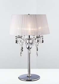 Olivia Polished Chrome-White Crystal Table Lamps Diyas Shaded Table Lamps